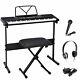 Keyboard Piano With Stool, Headphones, Microphone, Stand Play Music Electronic
