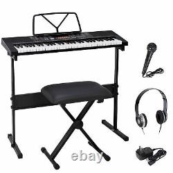 Keyboard Piano with Stool, Headphones, Microphone, Stand Play Music Electronic