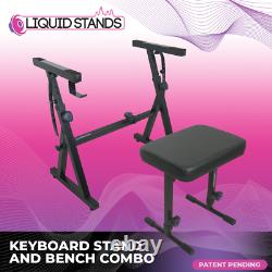 Liquid Stands Heavy Duty Z Style Sturdy Music Keyboard Piano Stand and Bench Set