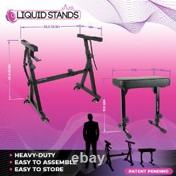 Liquid Stands Piano Keyboard Stand with Wheels Z Style Portable and Bench Set