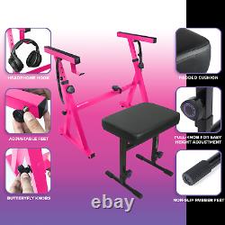 Liquid Stands Pink Piano Keyboard Stand and Bench Set