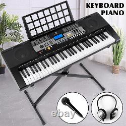 MUSTAR Black 61Key Electronic Keyboards Organs with Stand, Headphone, Microphone