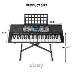 MUSTAR Black 61Key Electronic Keyboards Organs with Stand, Headphone, Microphone