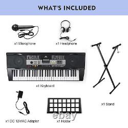 MUSTAR Black 61Key Electronic Keyboards Organs with Stand, Headphone, Microphone