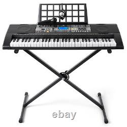 MUSTAR Black 61Key Electronic Keyboards Organs with Stand, Headphone, Microphone