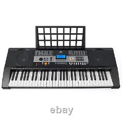 MUSTAR Black 61Key Electronic Keyboards Organs with Stand, Headphone, Microphone