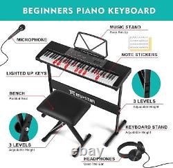 MUSTAR Piano Keyboard with Lighted Up Keys, Learning Compact, Black