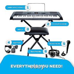 Melody 61 Key Keyboard Piano for Beginners with Speakers, Stand, Bench, Headp