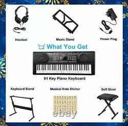 Moukey 61 Key Keyboard Piano With Stand/Music Shelf/Bench/Power Adapter/Headphones