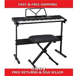 Music Electronic 61 Key Keyboard Digital Piano with Stand Headphones Microphone