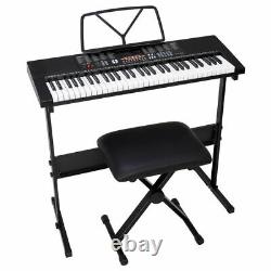 Music Electronic 61 Key Keyboard Digital Piano with Stand Headphones Microphone
