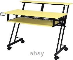 Music Production Recording Studio Desk Workstation with Piano Keyboard Tray Yellow