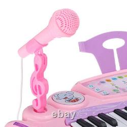 Musical 37 Key Electronic Keyboard Kids Toy Mini Grand Piano, Stool, Microphone