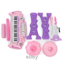 Musical 37 Key Electronic Keyboard Kids Toy Mini Grand Piano, Stool, Microphone
