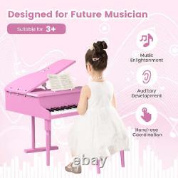 NNECW 30 Keys Piano Keyboard Toy with Sheet Music Stand for Kids-Pink