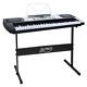 Nnedsz 61 Keys Electronic Piano Keyboard Led Electric Silver With Music Stand Fo