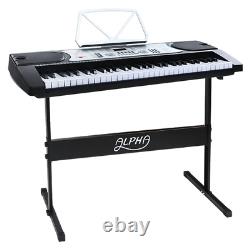 NNEDSZ 61 Keys Electronic Piano Keyboard LED Electric Silver with Music Stand fo