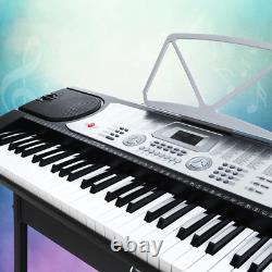 NNEDSZ 61 Keys Electronic Piano Keyboard LED Electric Silver with Music Stand fo
