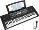 New Electric Keyboard Piano 61key Black Beginner Electronic With Sheet Music Stand