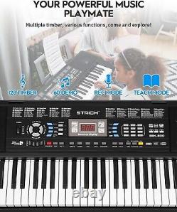 New Electric Keyboard Piano 61Key Black Beginner Electronic with Sheet Music Stand