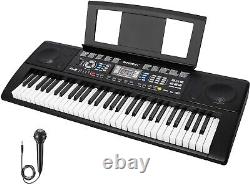 New Electric Keyboard Piano 61Key Black Beginner Electronic with Sheet Music Stand