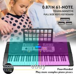 Piano Keyboard 61 Key, Electric Keyboard Piano with Stand, Touch Sensitive Keybo