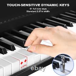 Piano Keyboard 61 Key, Electric Keyboard Piano with Stand, Touch Sensitive Keybo