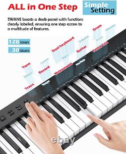 Piano Keyboard 88 Keys Semi Weighted Compact Portable Digital Piano Set for Beig