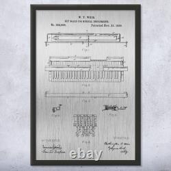 Piano Keyboard Patent Framed Print Musician Gifts Piano Key Art Music Wall Art