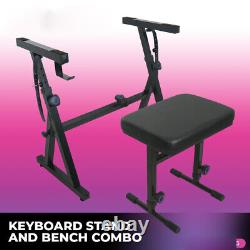 Piano Keyboard Stand and Bench Set Portable Heavy Duty Digital Piano Stand