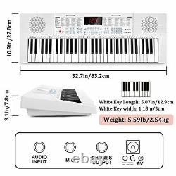 Piano Keyboard for Beginner, 61 Keys Piano Portable 61 Lighted Mini Keys white