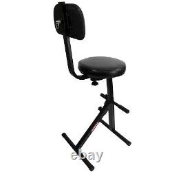 Portable Piano Keyboard Music DJ Adjustable Padded Gig Chair Seat + Laptop Stand
