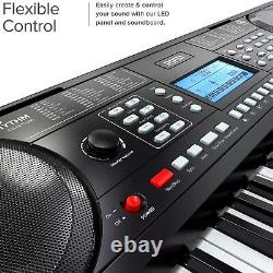 RIF6 Electric 61 Key Piano Keyboard with Over Ear Headphones, Music Stand