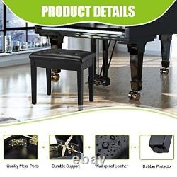 RYNSTO Piano Bench with Padded Cushion and Storage Function for Music Books, P