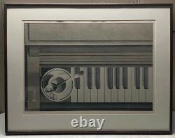Rare 1979 HUGH KEPETS'Demitasse' Coffee Cup on PIANO KEYBOARD Lithograph