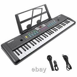 RenFox 61-Key Electric Piano Keyboard with Music Stand & Microphone Portable for
