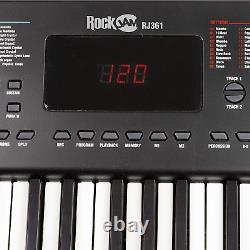 RockJam 61 Key Compact Keyboard Piano Music Stand Batteries & Mains 2 Speakers