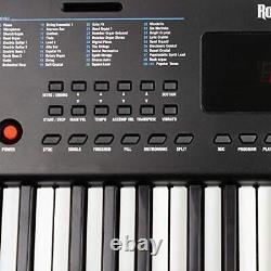 RockJam Compact 61 Key Keyboard with Sheet Music Stand, Power Supply, Piano Note