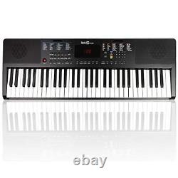 RockJam Compact 61 Key Keyboard with Sheet Music Stand, Power Supply, Piano Note