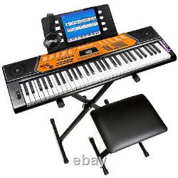 Rockjam 61-Key Keyboard Piano Kit with Stand, Bench, Music Stand, Headphones