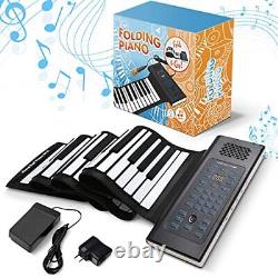 Roll Up Piano Folding Portable Keyboard With Pedal 61Keys Music Gifts for