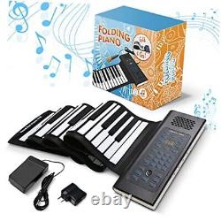 Roll Up Piano Folding Portable Keyboard With Pedal 61Keys Music Gifts for