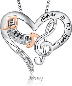 Sterling Silver Piano Keyboard Heart Pendant Necklace Always In My Heart 18