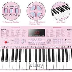 VGK610 Piano Keyboard Portable Music Keyboard for Beginners 61 Mini Keys pink