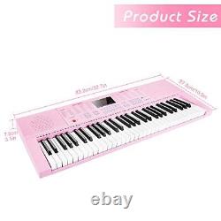 VGK610 Piano Keyboard Portable Music Keyboard for Beginners 61 Mini Keys pink