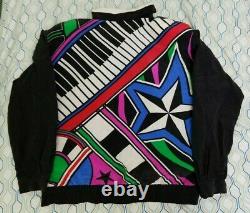 VTG 80s 90s Bob Mackie Wearable Art Piano Jacket Bomber Music Keyboard Disco XL