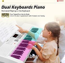 Vangoa Keyboard Piano, 61 Key White Electric Piano Keyboard with Lighted Keys, T