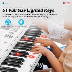 Vangoa Keyboard Piano, 61 Key White Electric Piano Keyboard with Lighted Keys, T