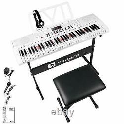 Vangoa Piano Keyboard 61 Lighted Key Music Keyboard with Stand, Piano stool