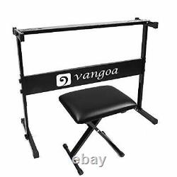 Vangoa Piano Keyboard 61 Lighted Key Music Keyboard with Stand, Piano stool
